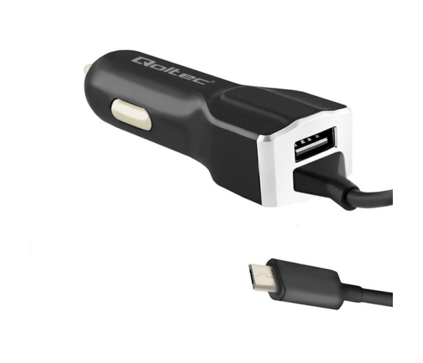 Qoltec Ładowarka Samochodowa 3,4 A + microUSB - 385357 - zdjęcie